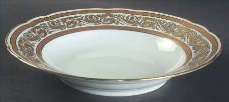 Vendome Gold & White Large Rim Soup Bowl by Bernardaud