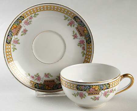 Winton (Design Off Edge) Flat Cup & Saucer Set by Bernardaud