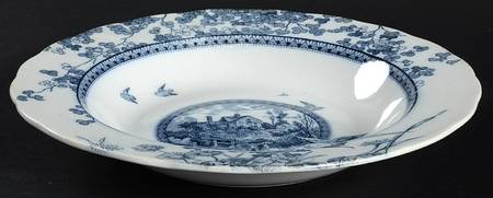Woodland Blue Large Rim Soup Bowl