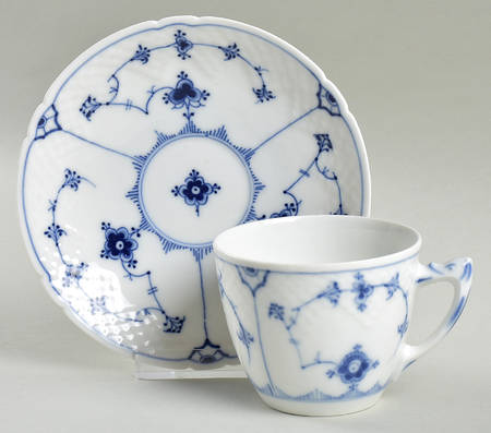 Blue Traditional (No Trim) Flat Cup & Saucer Set