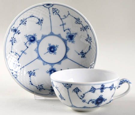 Blue Traditional (No Trim) Flat Cup & Saucer Set