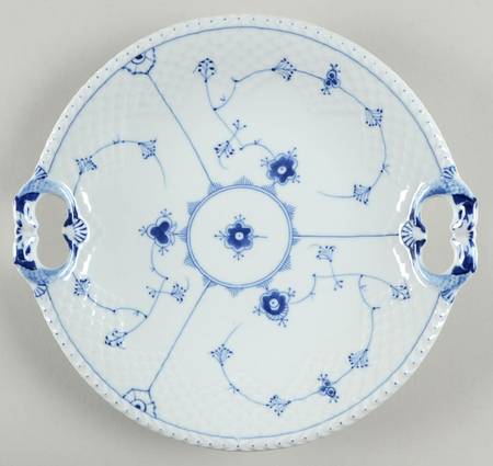 Blue Traditional (No Trim) Handled Cake Plate