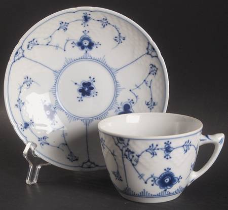 Blue Traditional (No Trim) Flat Cup & Saucer Set