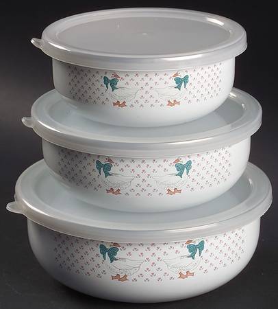 Aunt Rhody 3 Metal Bowls & Plastic Lids(5 7/8",6 5/8",7 1/2")