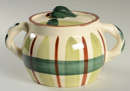 Gay Plaid Bean Pot & Lid