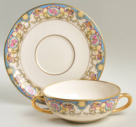 Azure (No Embossed Fruit) Cream Soup Bowl & Saucer Set