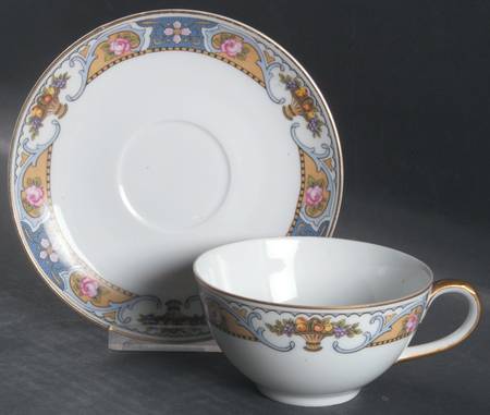 Rosari (Smooth, Fruit Basket, Blue) Flat Cup & Saucer Set