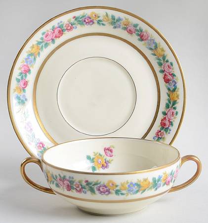 Rosemarie Flat Cream Soup Bowl & Saucer Set