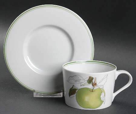Green Apple Flat Cup & Saucer Set
