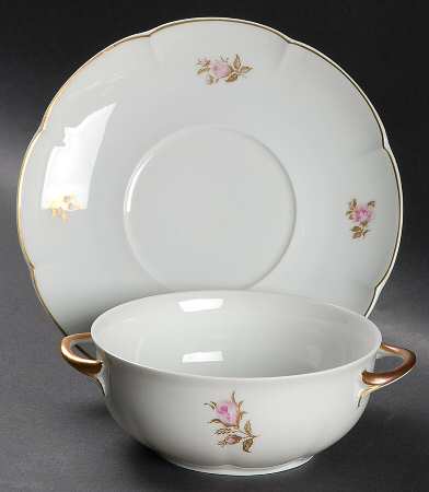 Lorraine Flat Cream Soup Bowl & Saucer Set by Block