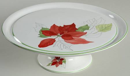 Poinsettia 12" Diameter Pedestal Cake Stand