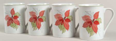 Poinsettia Mug Motif 1 - Set of 4