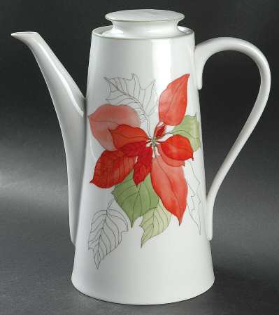 Poinsettia Coffee Pot & Lid