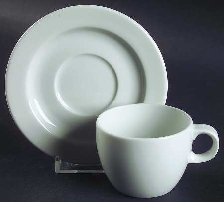 Porto White Flat Demitasse Cup & Saucer Set