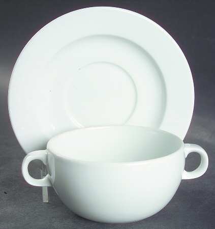Porto White Flat Cream Soup Bowl & Saucer Set