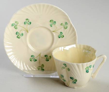 Harp Shamrock Flat Demitasse Cup & Saucer Set