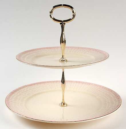 Limpet Pink (No Trim, Smooth) 2 Tiered Serving Tray (Dinner & Salad Plate)