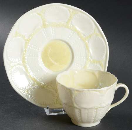 New Shell Yellow Flat Cup & Saucer Set