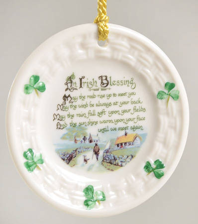 Belleek Christmas Ornament Irish Blessing- W/ Landscape - Boxed