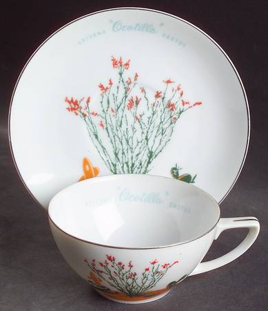 Arizona Cactus Flat Cup & Saucer Set