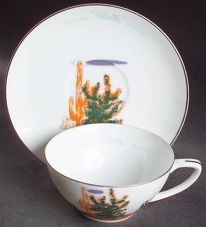 Arizona Cactus Flat Cup & Saucer Set