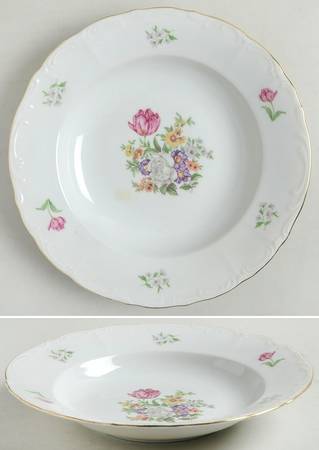 Bouquet (Scroll Edge) Rim Soup Bowl