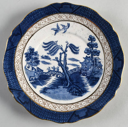 Real Old Willow Blue Underplate for Sauce Boat