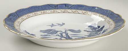Real Old Willow Blue Rim Soup Bowl
