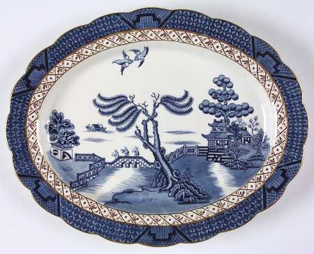 Real Old Willow Blue 12" Oval Serving Platter