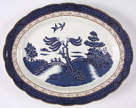 Real Old Willow Blue 14" Oval Serving Platter