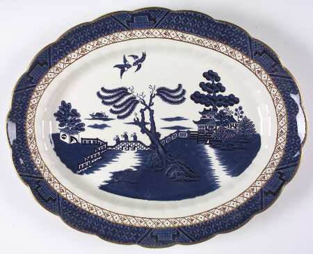 Real Old Willow Blue 15" Oval Serving Platter