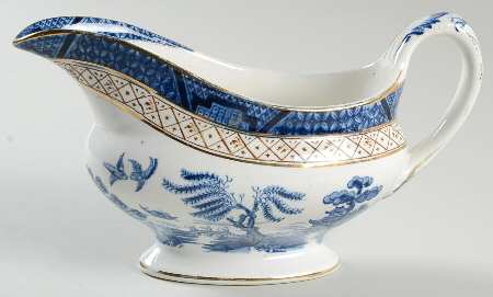 Real Old Willow Blue Gravy Boat