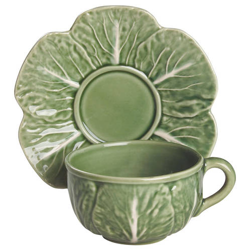 Cabbage Green Flat Cup & Saucer Set