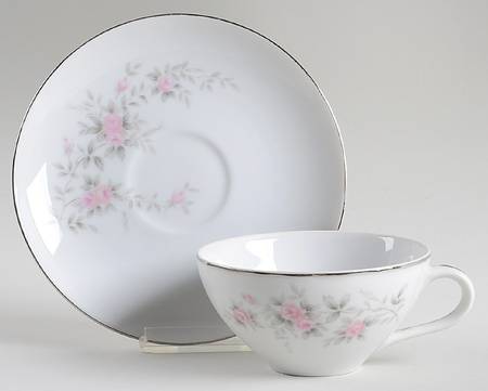 Pink Rose Flat Cup & Saucer Set