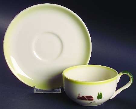 Harvest (Yellow Trim) Flat Cup & Saucer Set
