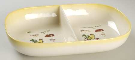 Harvest (Yellow Trim) Oval Divided Vegetable Bowl