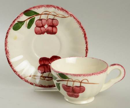 Cherry Cobbler Footed Cup & Saucer Set by Blue Ridge Southern Pottery
