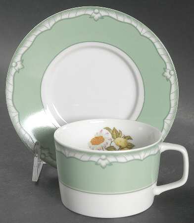 Devonshire Green Flat Cup & Saucer Set by Georges Briard