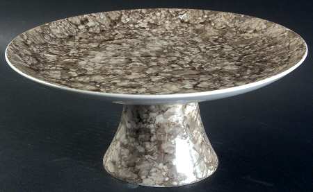 Marble Ware Brown 10" Diameter Pedestal Cake Stand