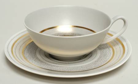 Roman Coin Flat Cup & Saucer Set