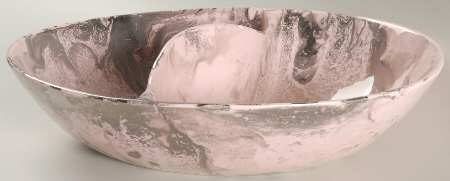 Surf Ballet (Pink & Platinum) 10" Oval Divided Vegetable Bowl