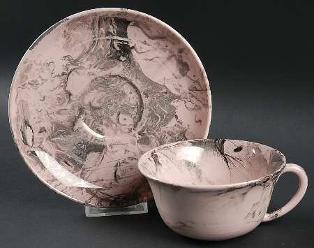 Surf Ballet (Pink & Platinum) Flat Cup & Saucer Set