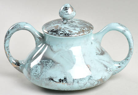Surf Ballet (Turquoise & Platinum) Sugar Bowl & Lid