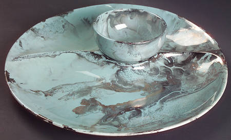 Surf Ballet (Turquoise & Platinum) (2 Piece) Chip & Dip Set