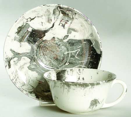 Surf Ballet (White & Platinum) Flat Cup & Saucer Set