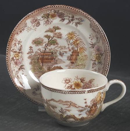 Oriental Gardens Flat Cup & Saucer Set