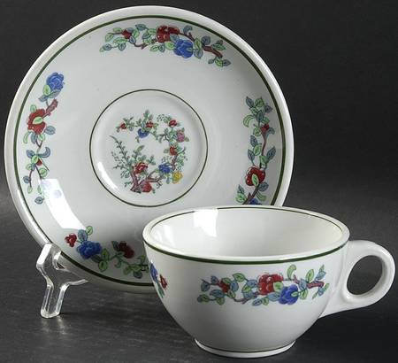 Mandalay (Green Rings) Flat Cup & Saucer Set