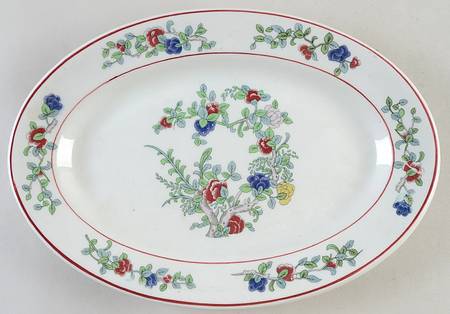 Mandalay (Red Rings) 12" Oval Serving Platter