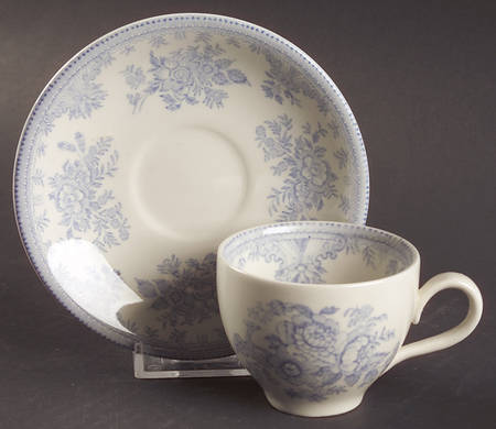 Asiatic Pheasants Blue Flat Demitasse Cup & Saucer Set