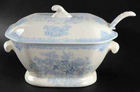 Asiatic Pheasants Blue Rectangular Tureen & Lid with Ladle
